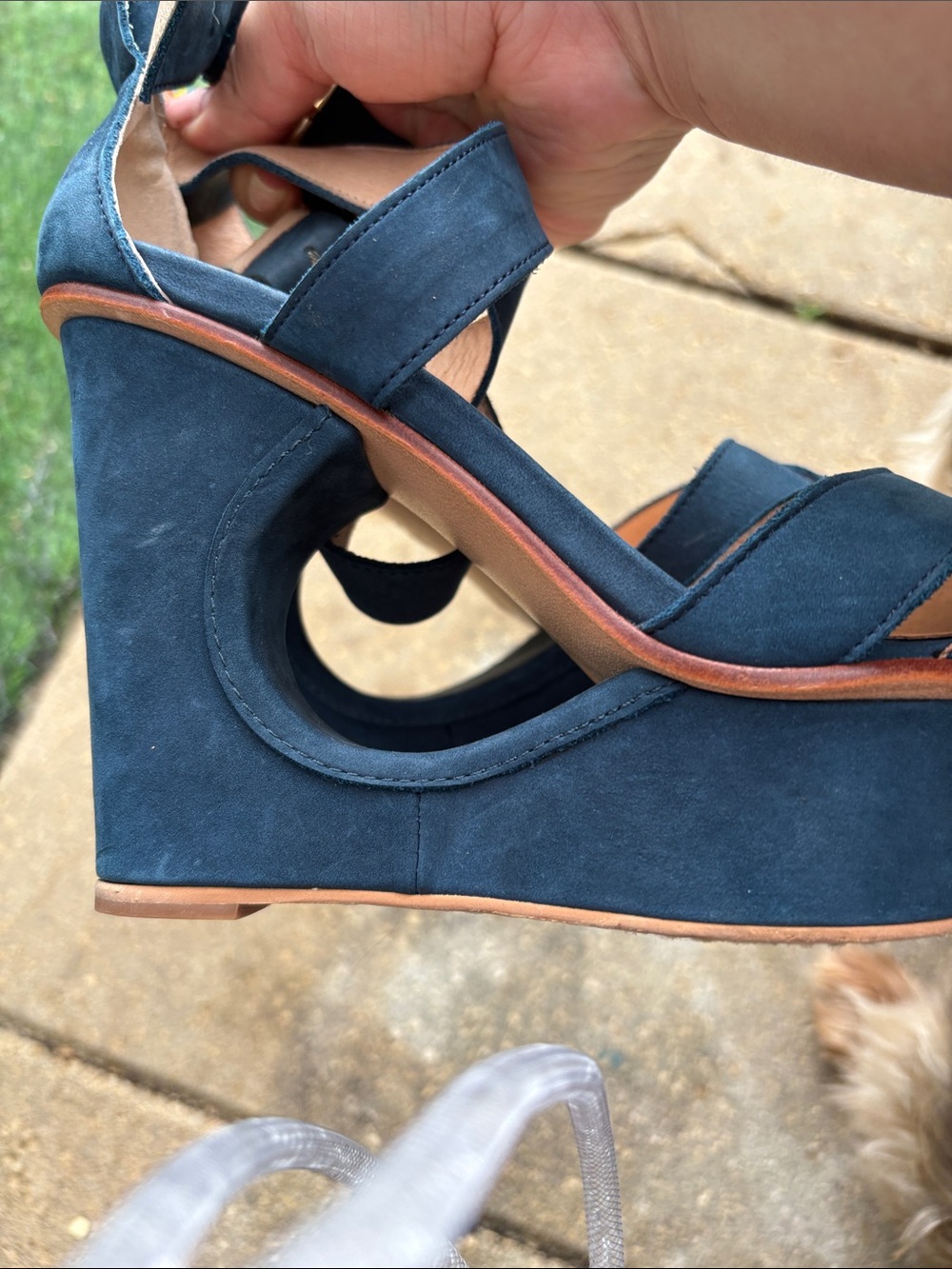Dolce Vita Dark Blue Suede Crisscross Ankle Strap Block Heels - Picture 6 of 10